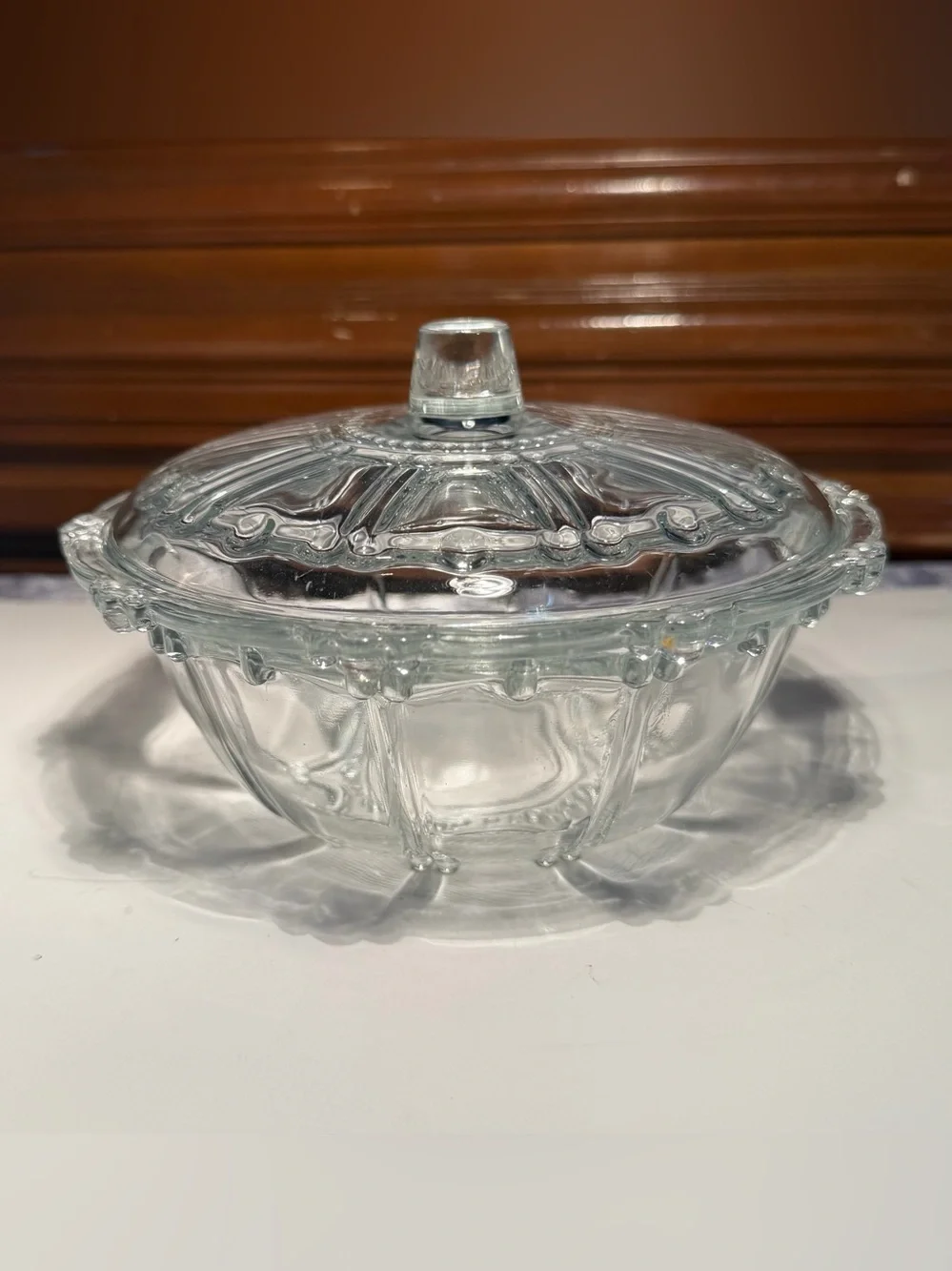 KIG Indonesia Vintage Glass Oyster Pearl Covered Candy Dish with Lid 7